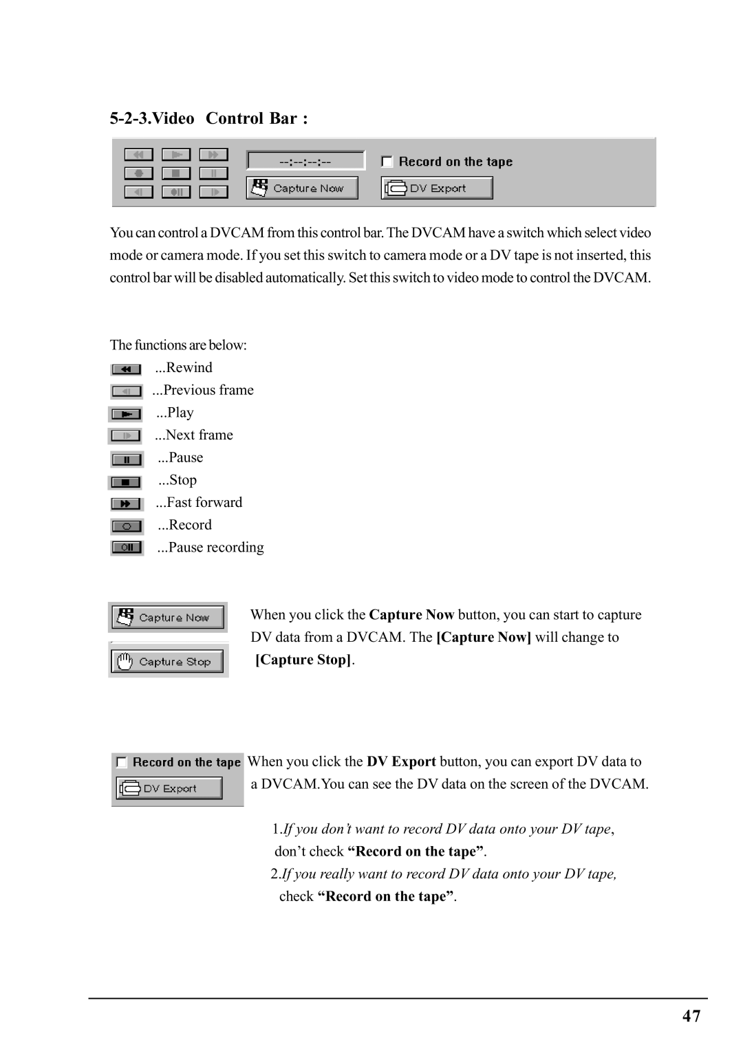 Ratoc Systems PCIFW1U manual Video Control Bar 