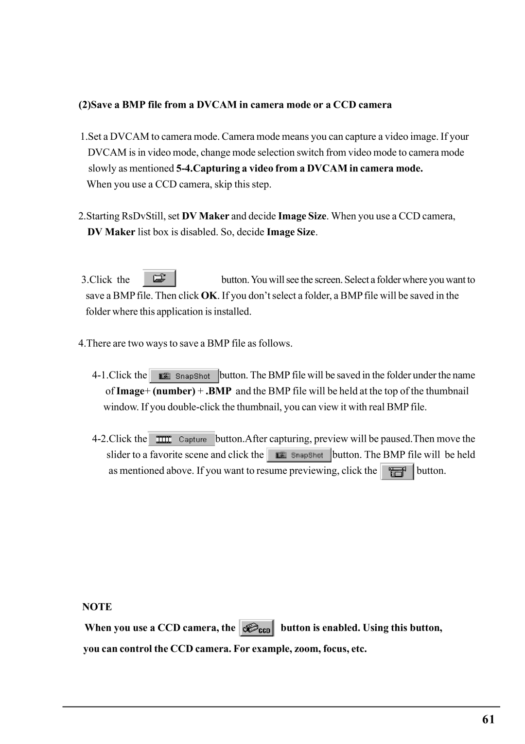 Ratoc Systems PCIFW1U manual 2Save a BMP file from a Dvcam in camera mode or a CCD camera 