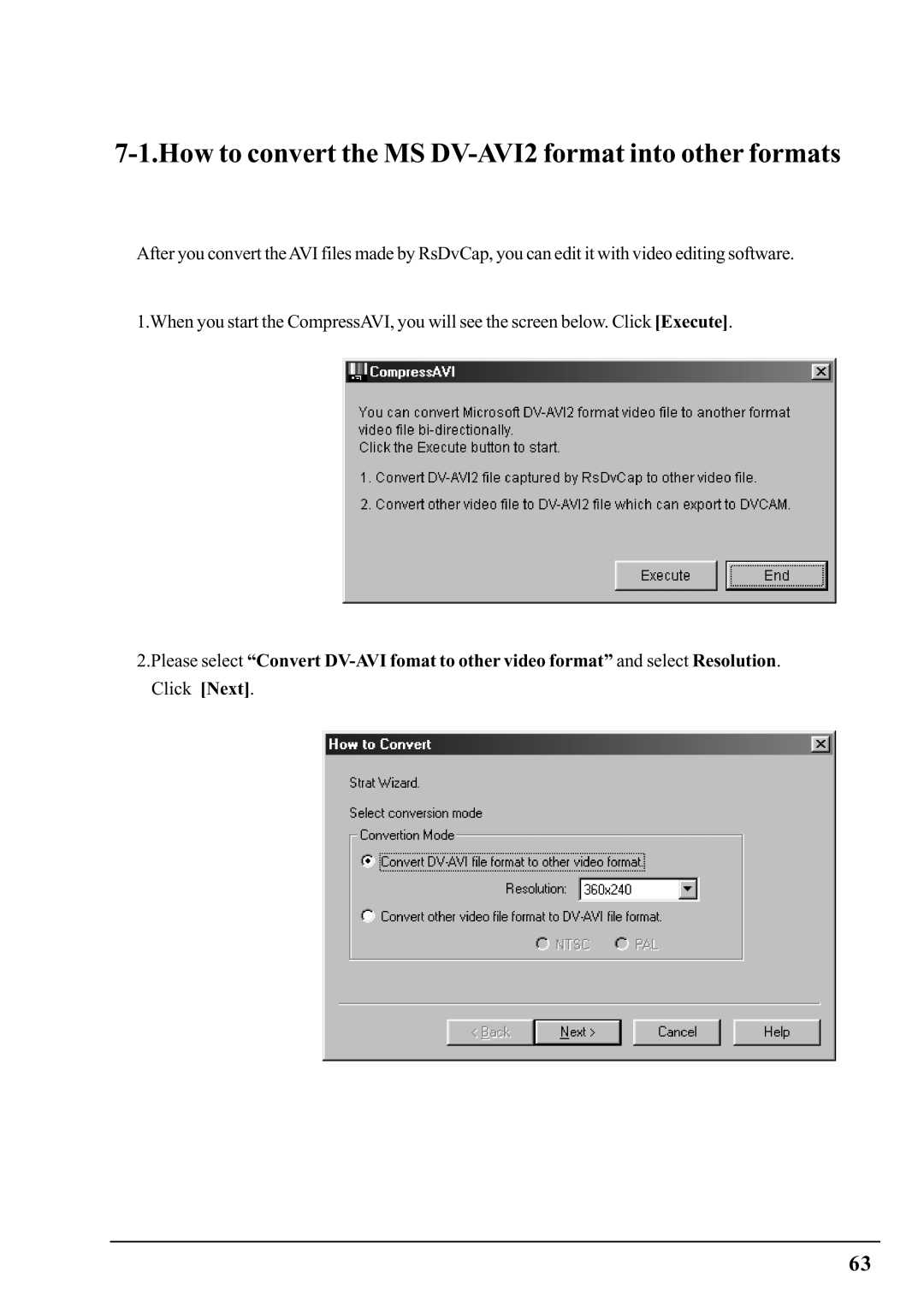 Ratoc Systems PCIFW1U manual How to convert the MS DV-AVI2 format into other formats 