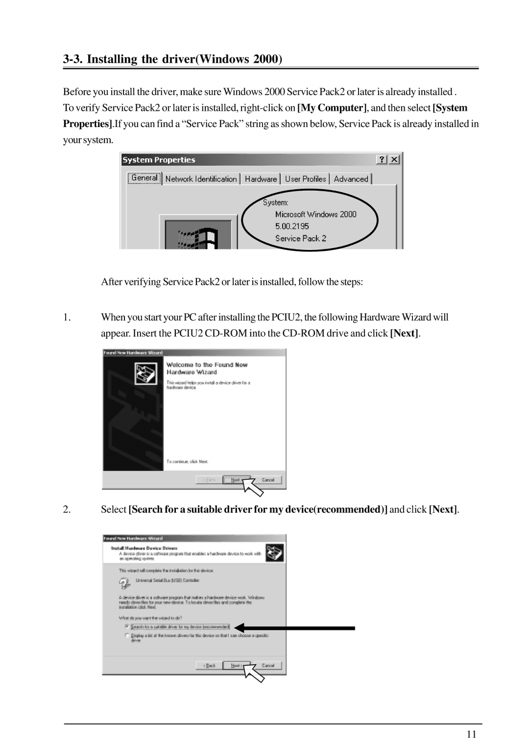 Ratoc Systems PCIU2 user manual Installing the driverWindows 