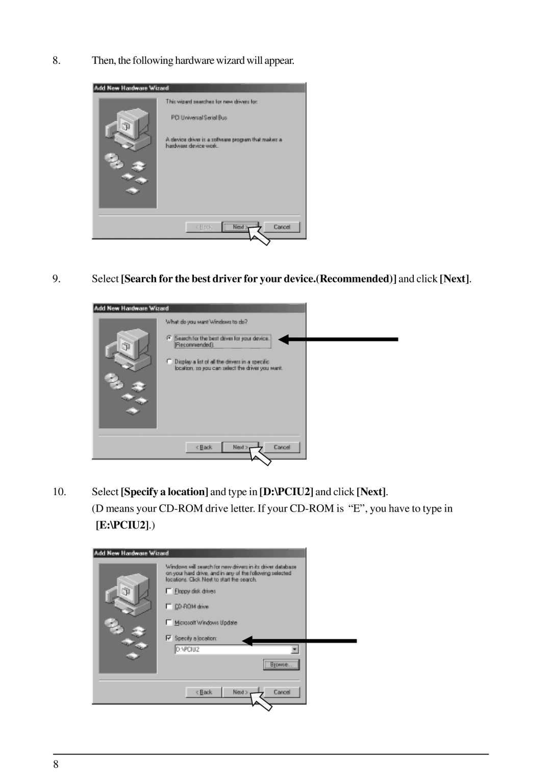 Ratoc Systems PCIU2 user manual Then, the following hardware wizard will appear 