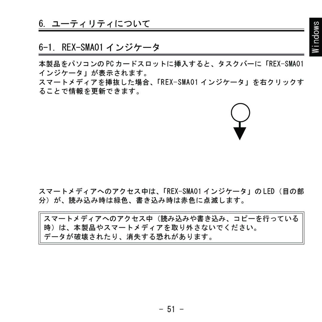 Ratoc Systems REX-SMA01F manual ユーティリティについて, REX-SMA01 インジケータ 