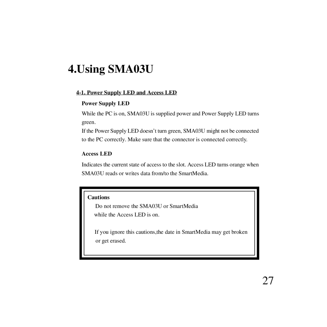 Ratoc Systems manual Using SMA03U, Access LED 