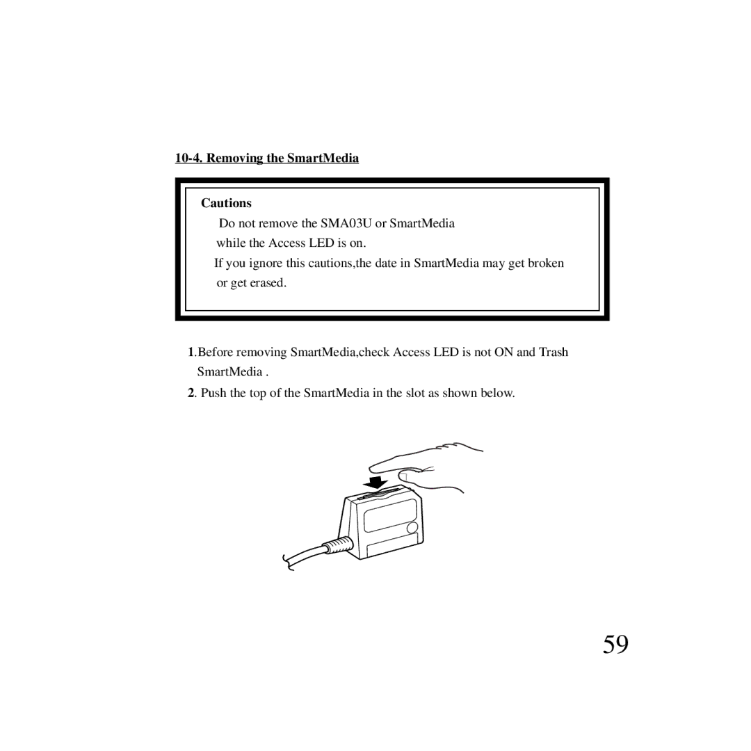 Ratoc Systems SMA03U manual Removing the SmartMedia 