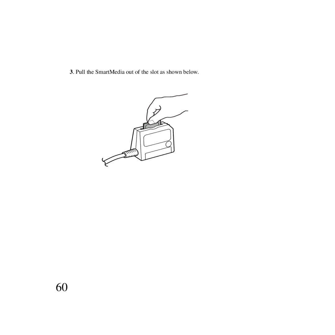 Ratoc Systems SMA03U manual Pull the SmartMedia out of the slot as shown below 