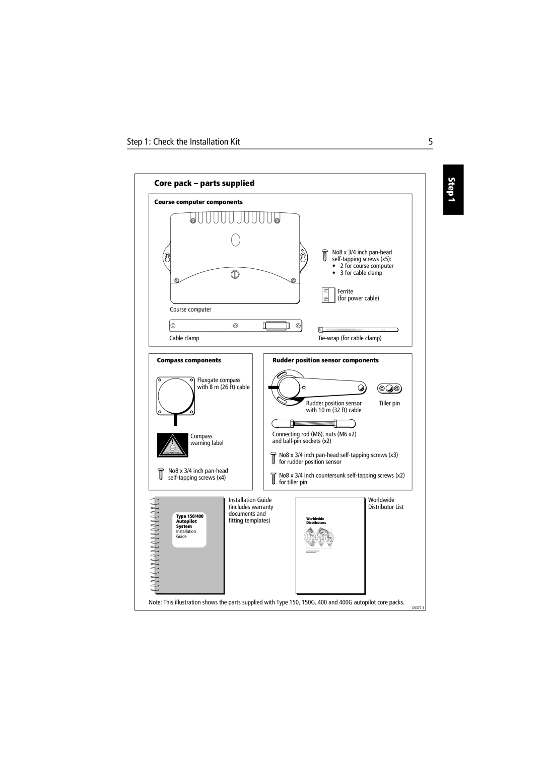 Raymarine 150/400 manual Core pack parts supplied, Course computer components 