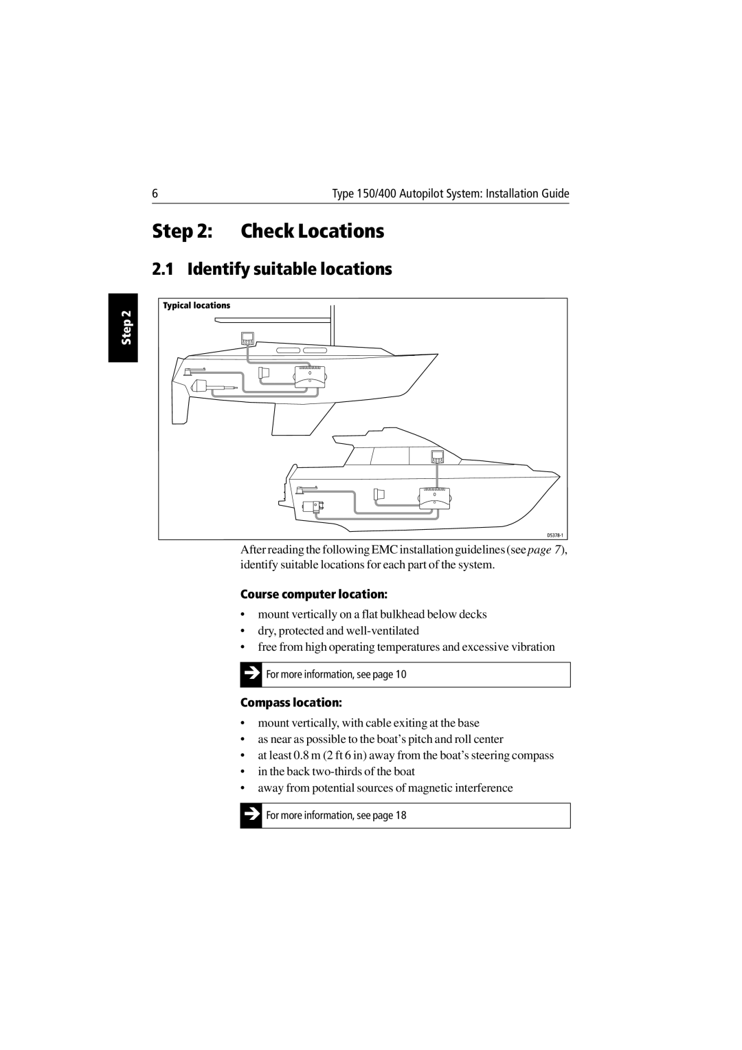 Raymarine 150/400 manual D5378-1, Identify suitable locations 