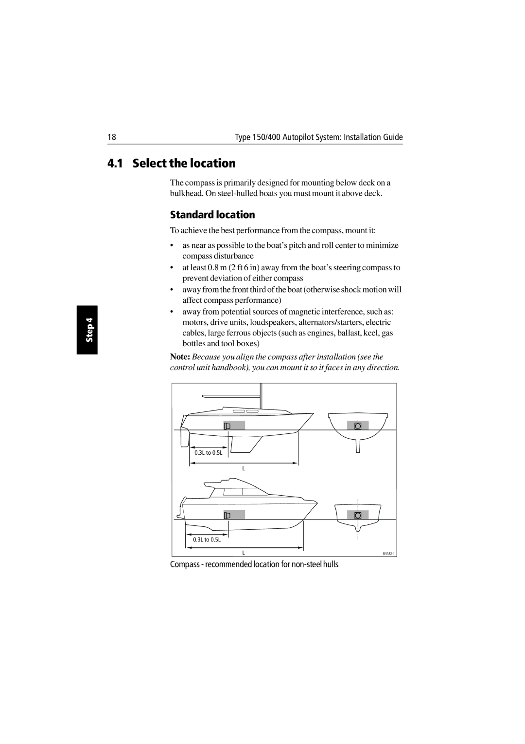 Raymarine 150/400 manual Select the location, Standard location 