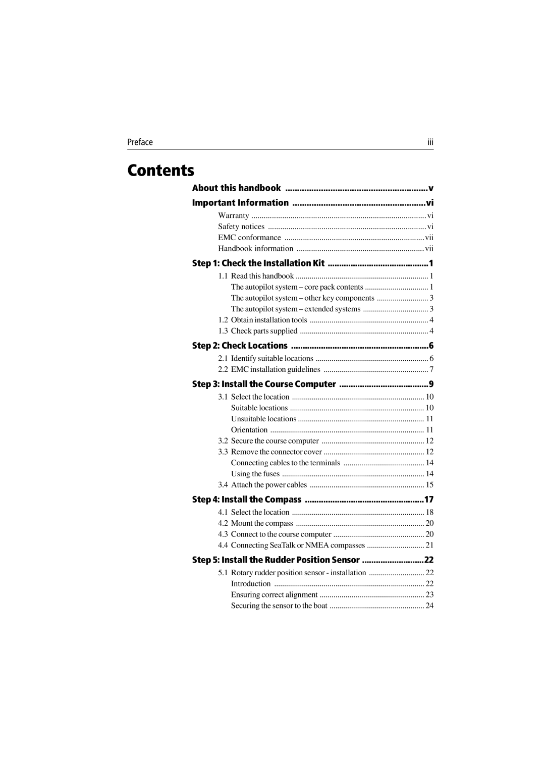 Raymarine 150/400 manual Contents 