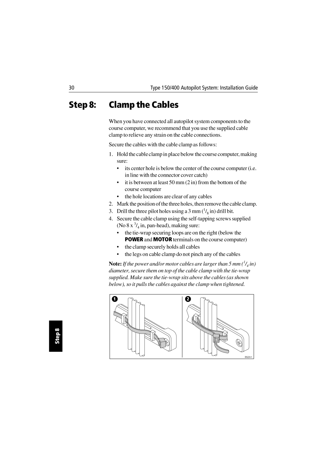 Raymarine 150/400 manual Clamp the Cables 