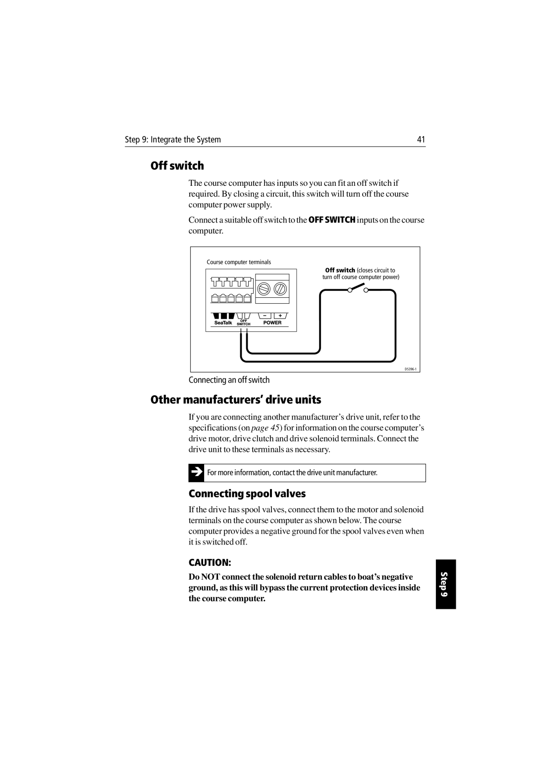 Raymarine 150/400 manual Off switch, Other manufacturers’ drive units, Connecting spool valves 