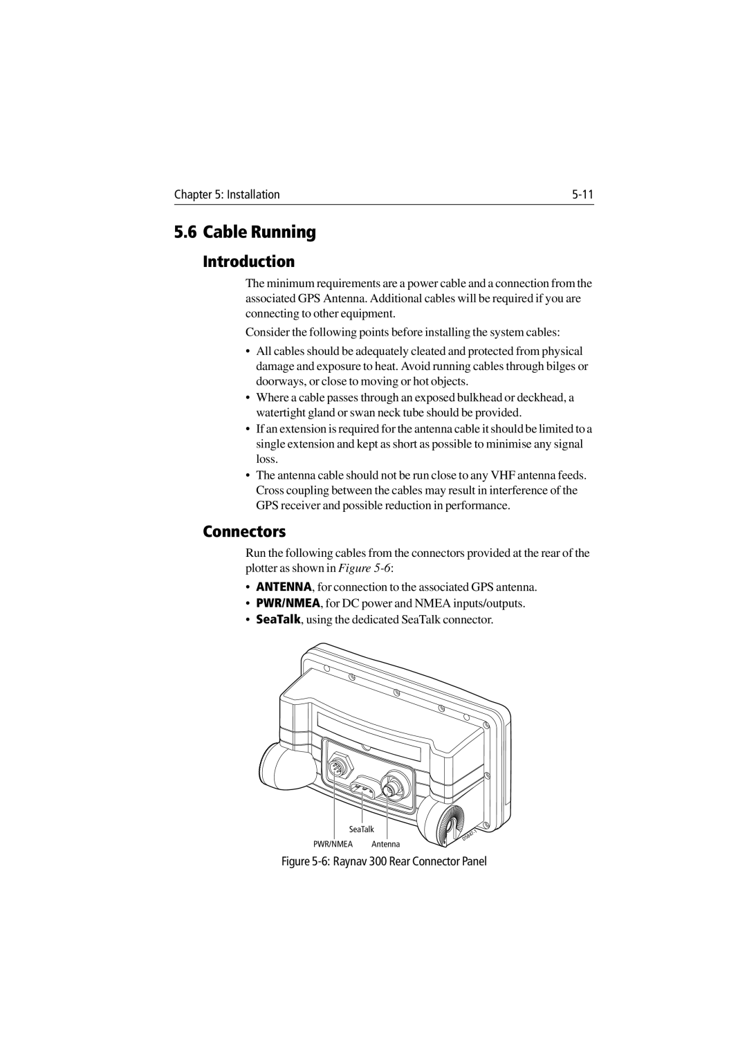 Raymarine 300 manual Cable Running, Connectors 