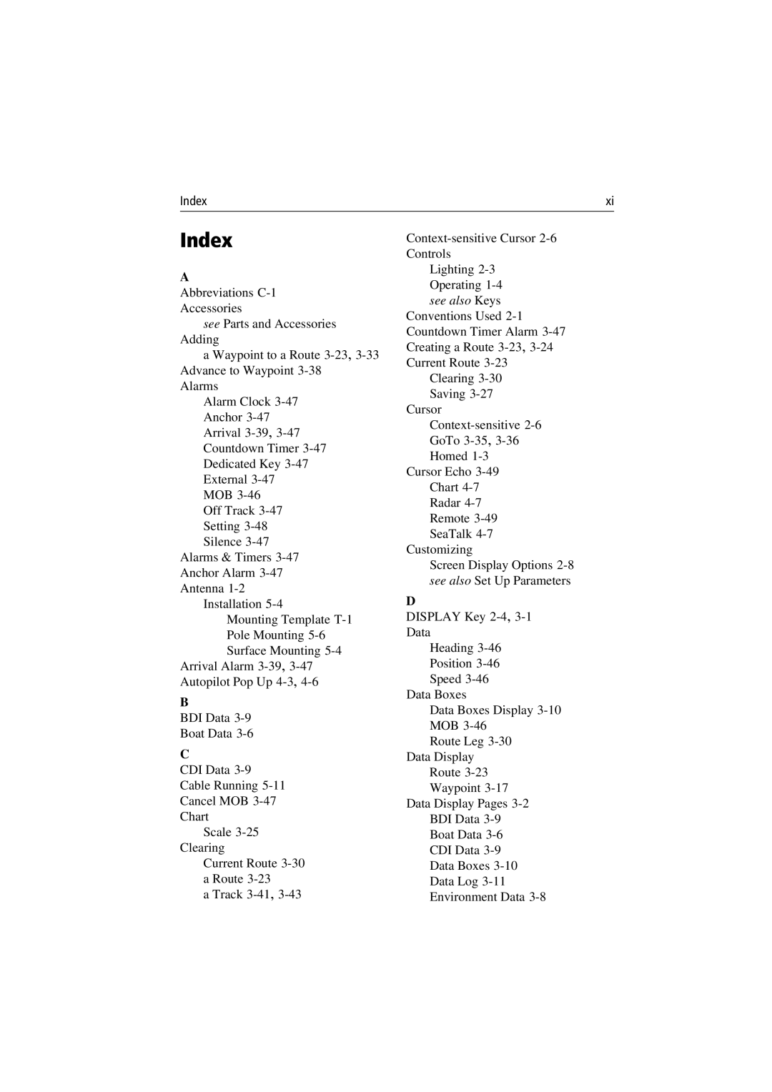 Raymarine 300 manual Index 