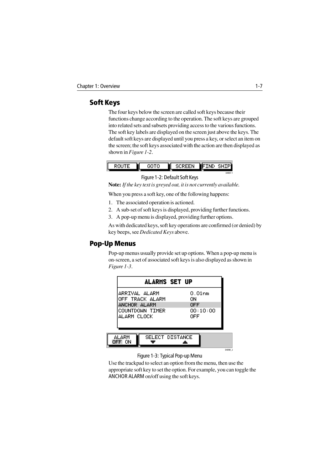 Raymarine 300 manual Soft Keys, Pop-Up Menus 