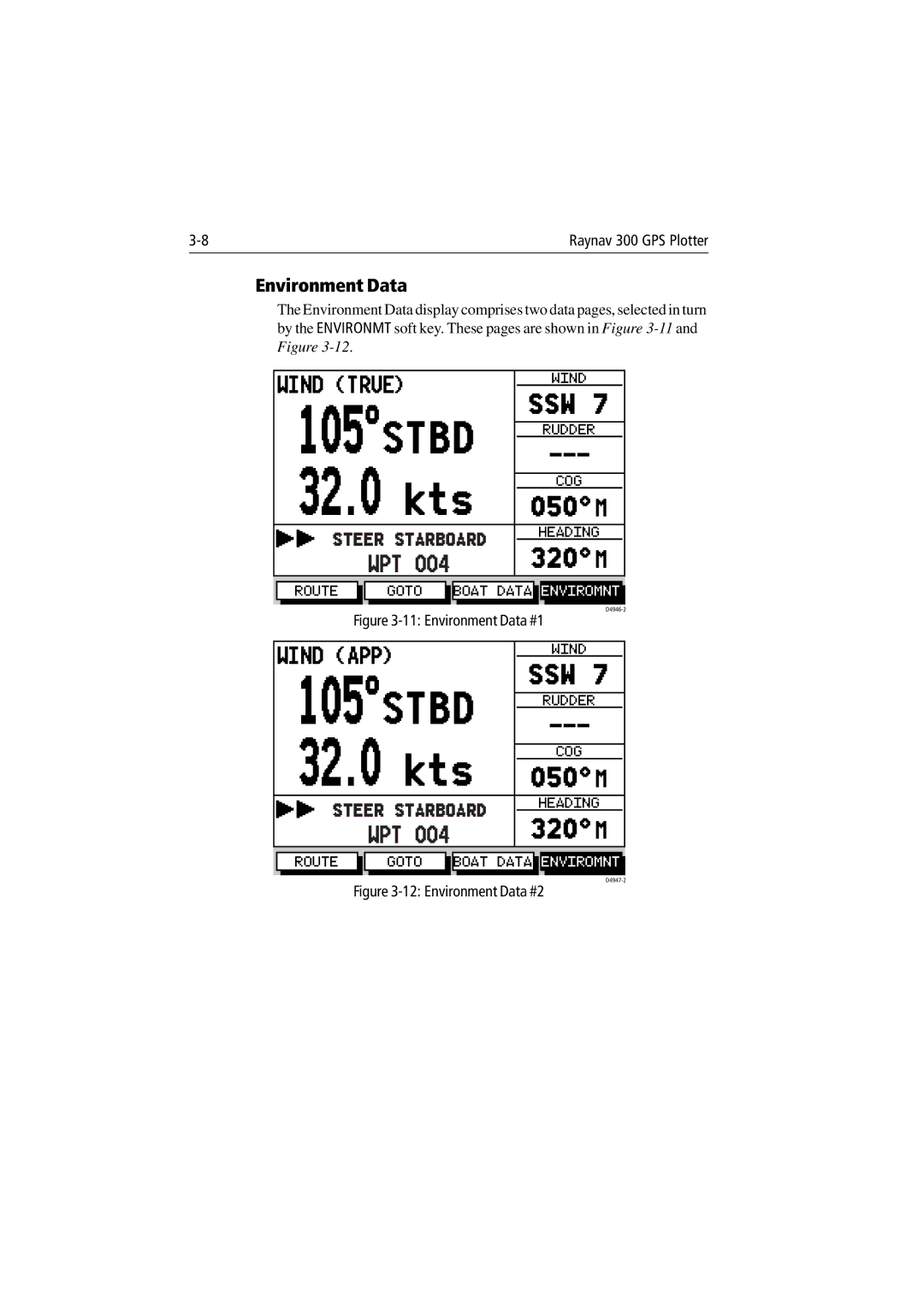 Raymarine 300 manual Kts, Environment Data 