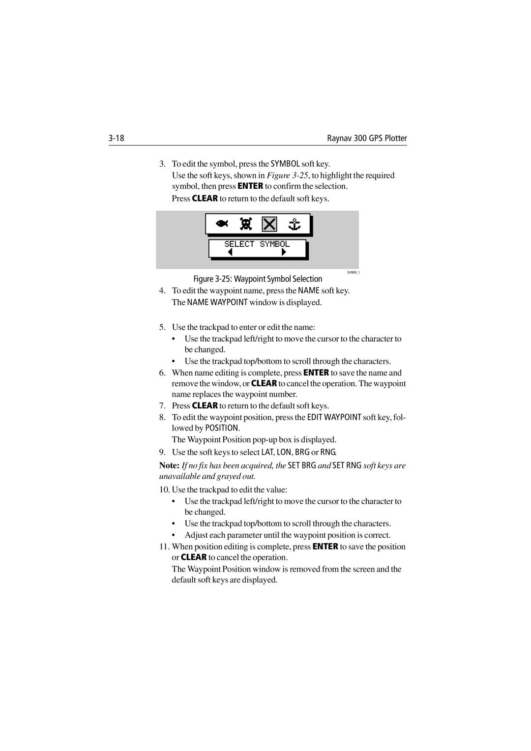 Raymarine 300 manual Waypoint Symbol Selection 