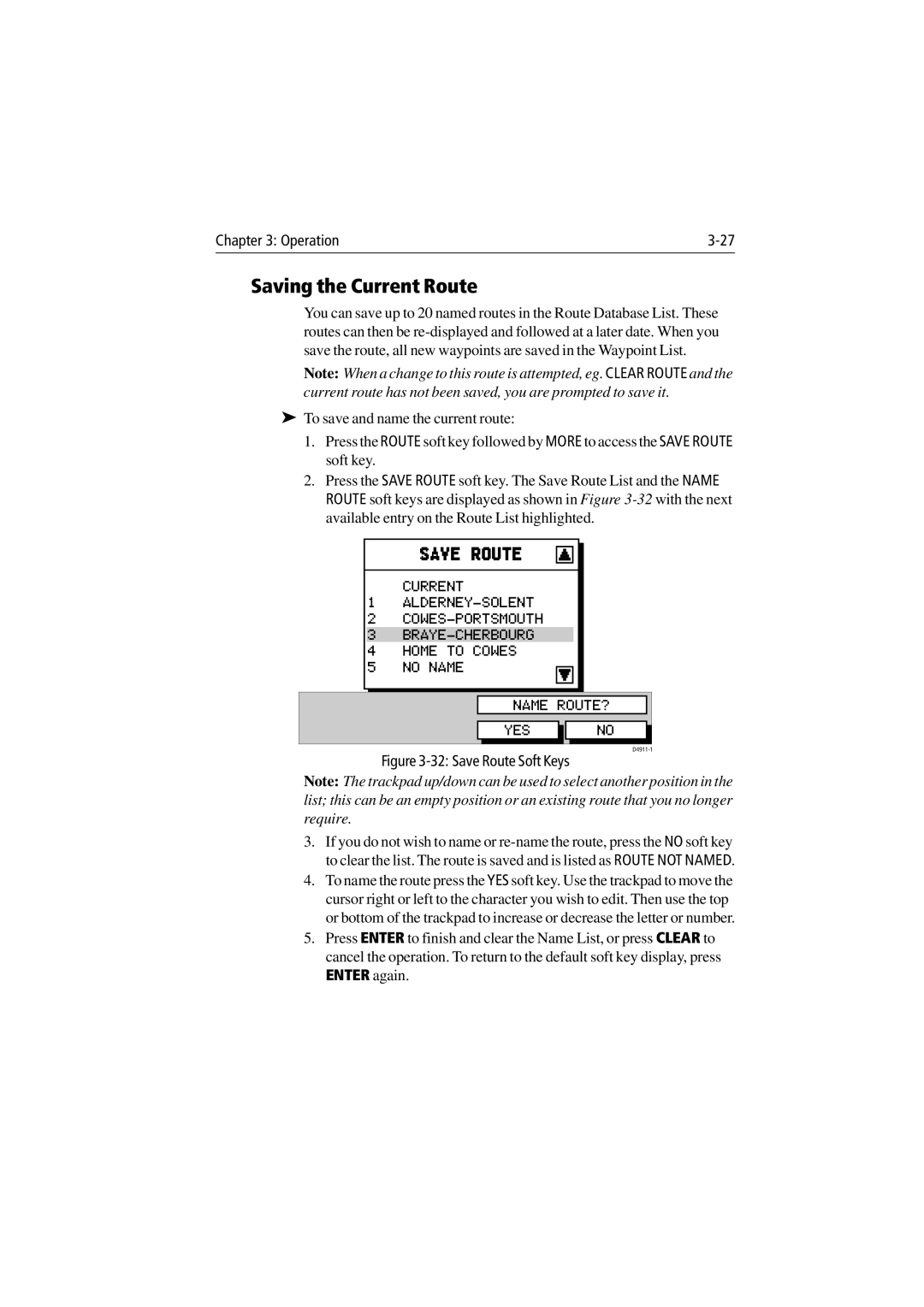 Raymarine 300 manual Saving the Current Route, Save Route 