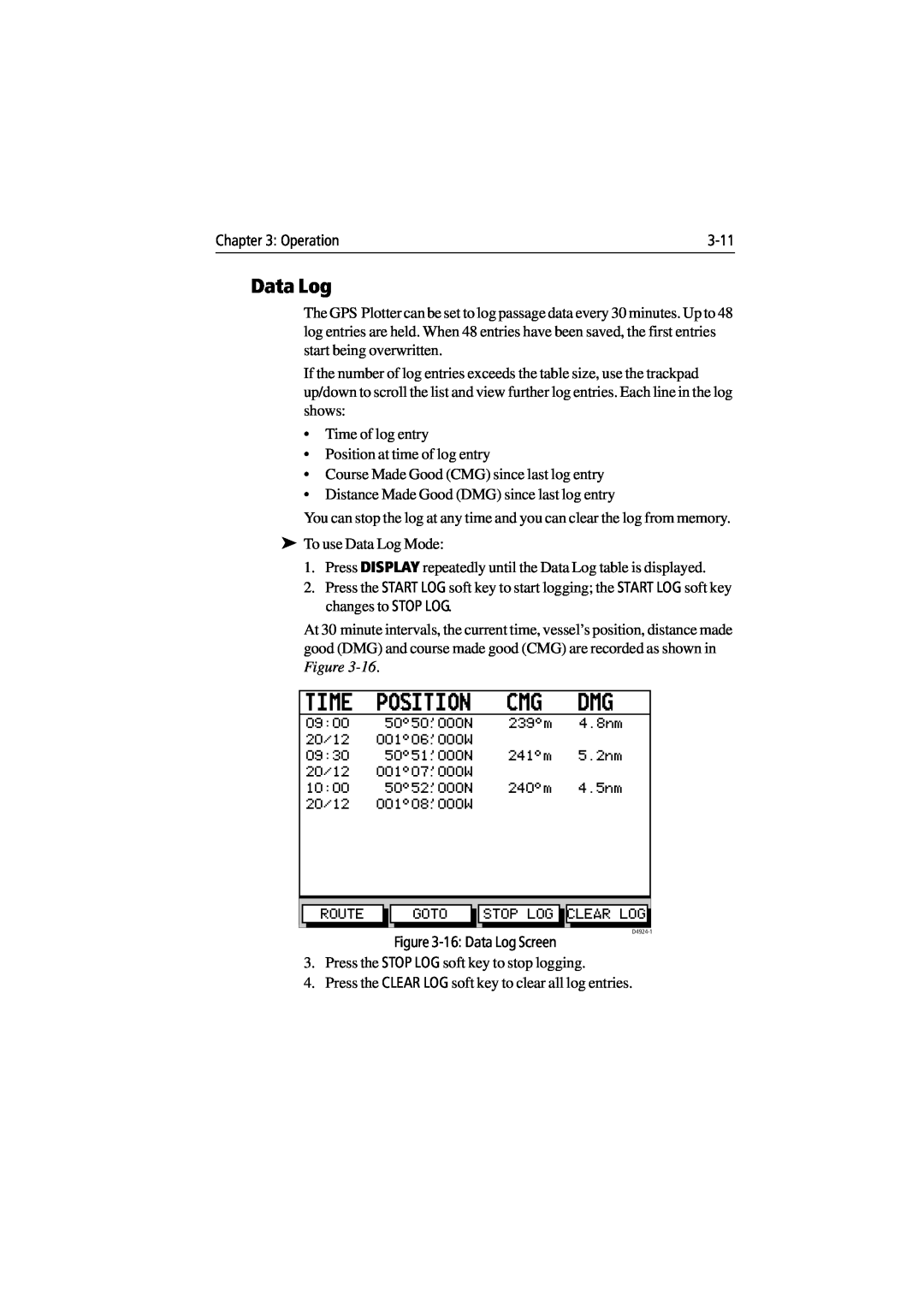 Raymarine 300 manual Time, Data Log, Position 