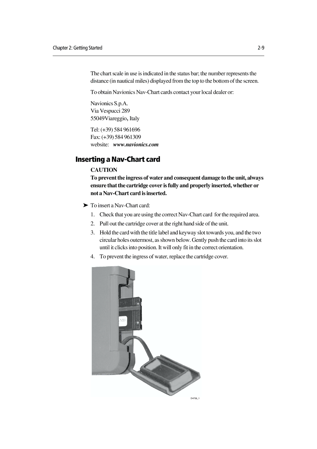 Raymarine 420D manual Inserting a Nav-Chart card 