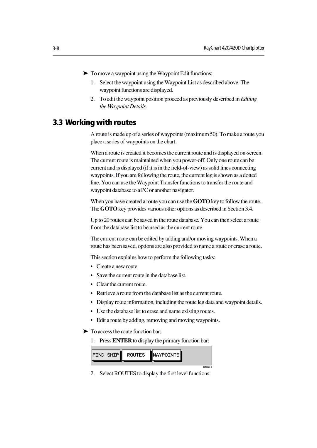 Raymarine 420D manual Working with routes 