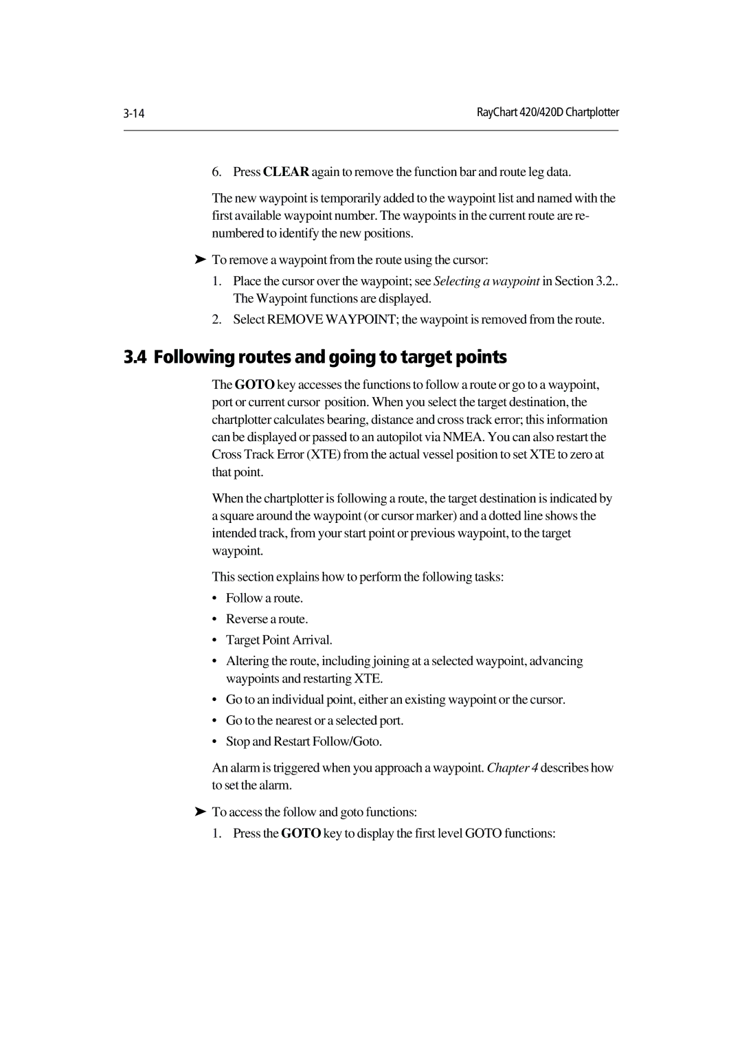 Raymarine 420D manual Following routes and going to target points 