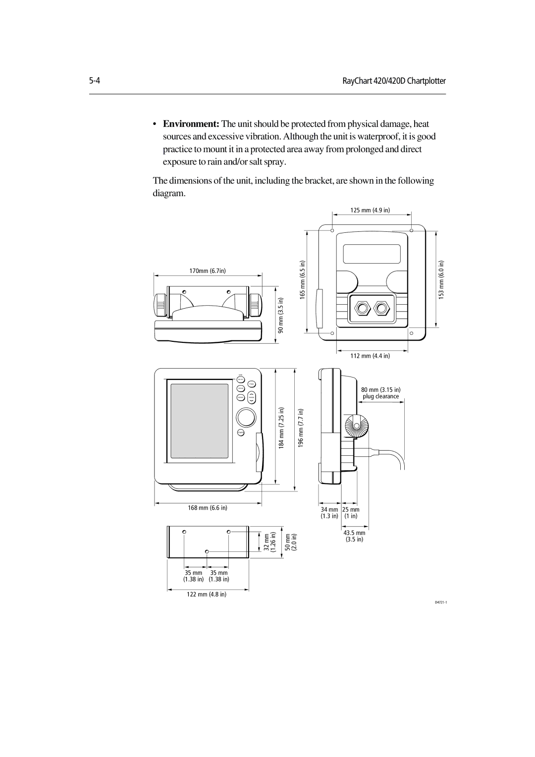 Raymarine 420D manual 122 mm 4.8 