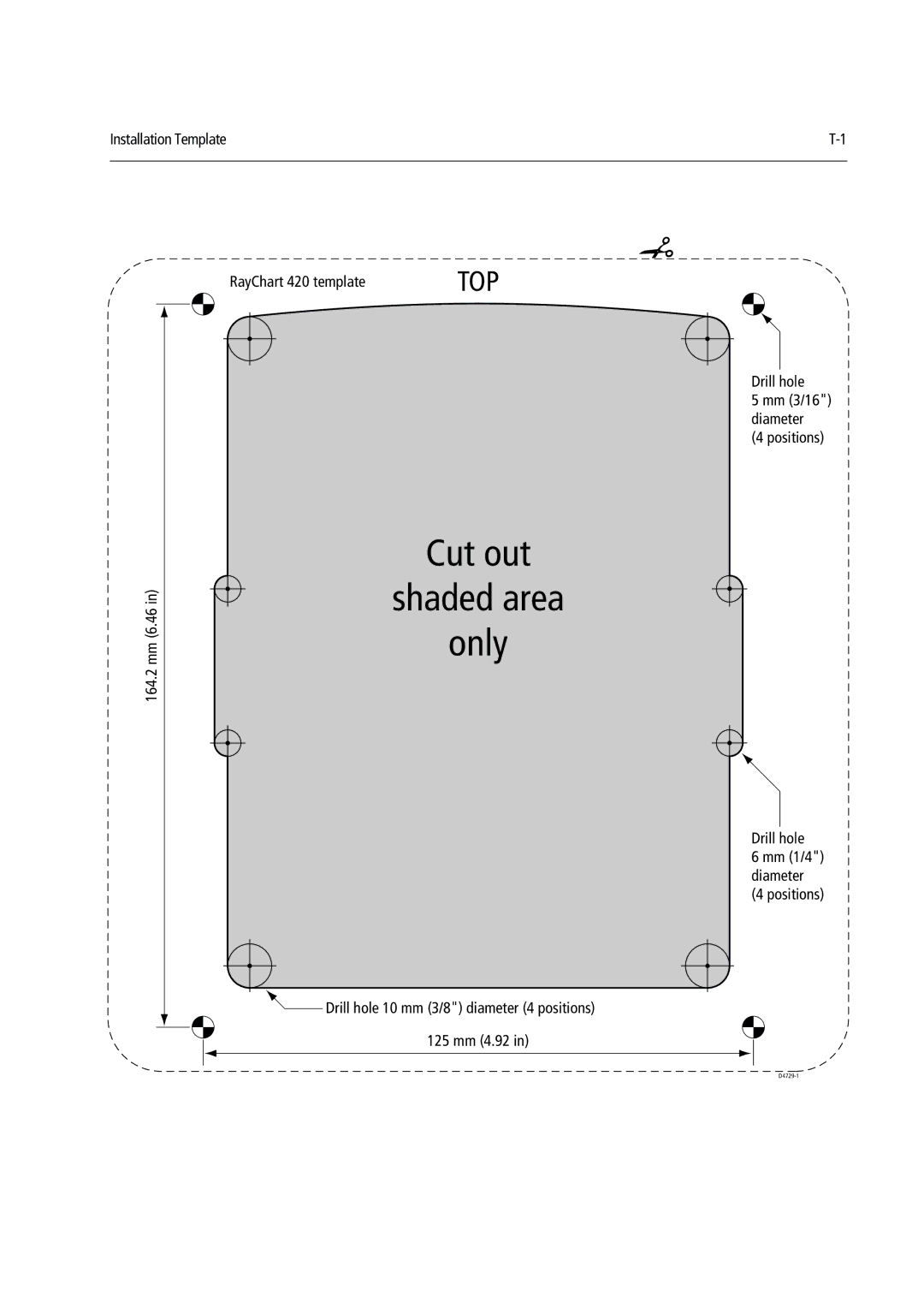 Raymarine 420D manual Cut out Shaded area Only 