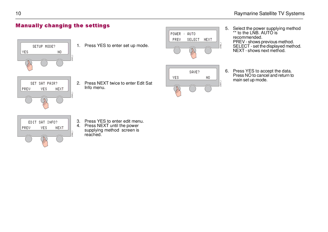 Raymarine 81285_1 manual Manually changing the settings 