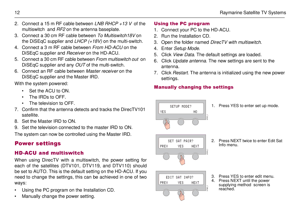 Raymarine 81285_1 manual Using the PC program, Manually changing the settings 