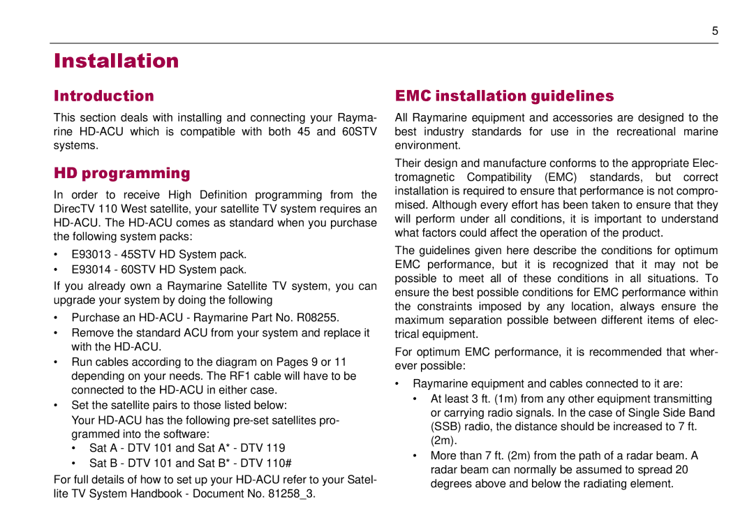 Raymarine 81285_1 manual HD programming, EMC installation guidelines 