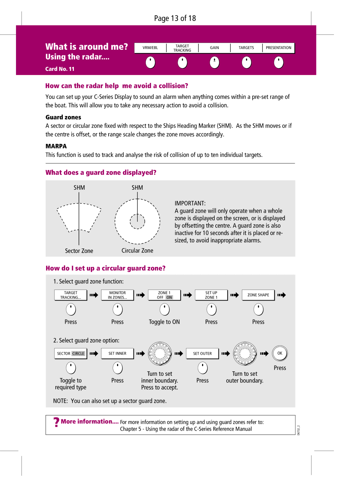 Raymarine C-Series manual Using the radar, Guard zones 