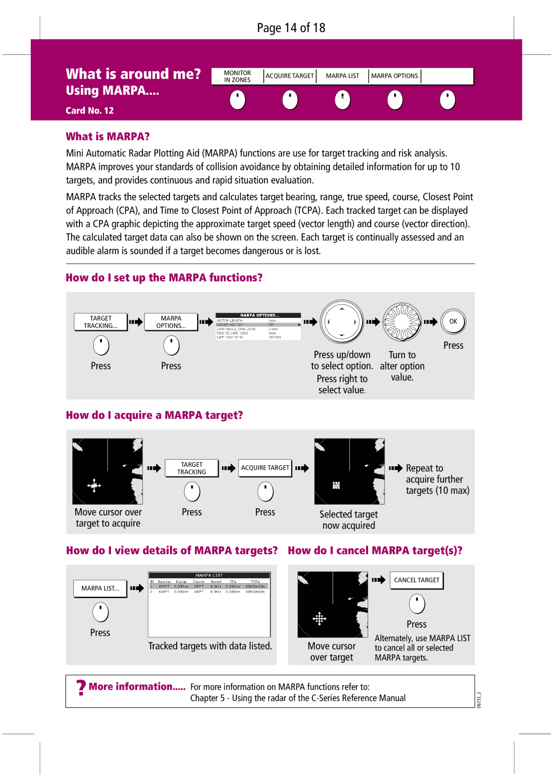 Raymarine C-Series Using Marpa, What is MARPA?, How do I set up the Marpa functions?, How do I acquire a Marpa target? 