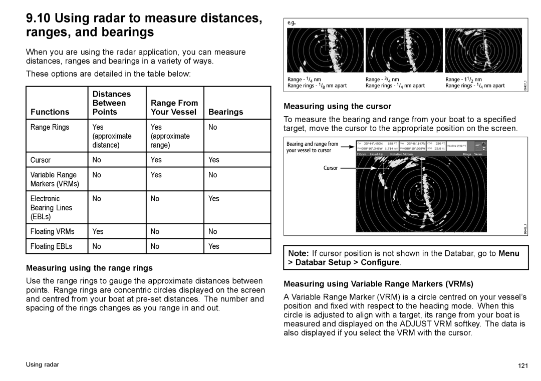 Raymarine C140w, C90w manual Using radar to measure distances, ranges, and bearings, Measuring using the range rings 