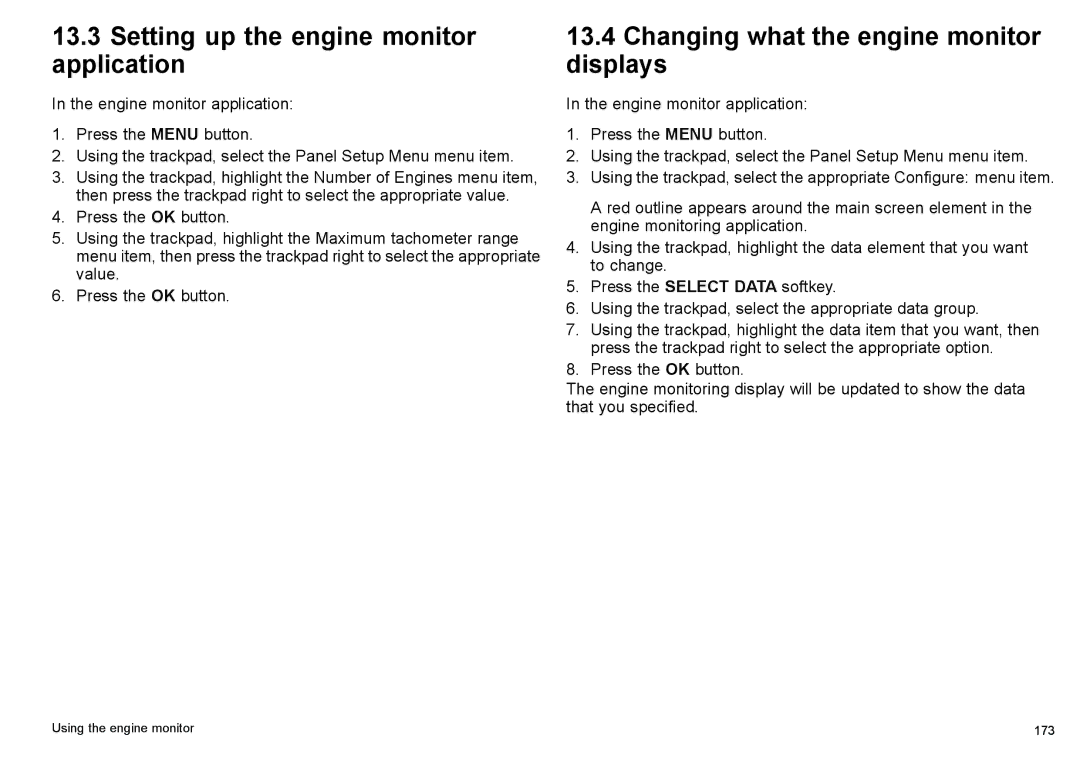 Raymarine C140w, C90w manual Setting up the engine monitor application, Changing what the engine monitor displays 