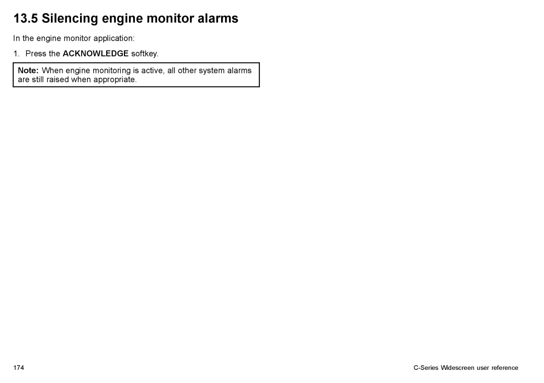 Raymarine C90w, C140w manual Silencing engine monitor alarms 