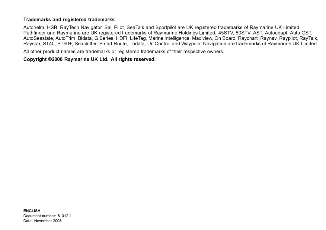 Raymarine C140w, C90w manual Trademarks and registered trademarks 