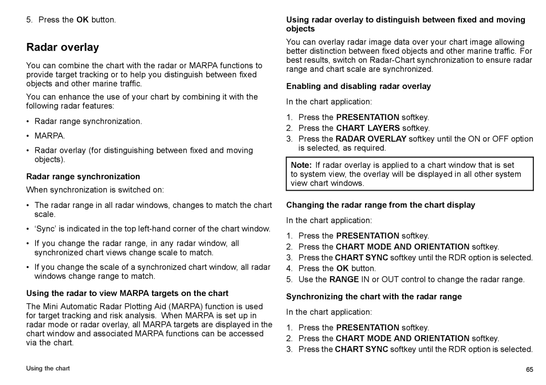 Raymarine C140w, C90w manual Radar overlay 