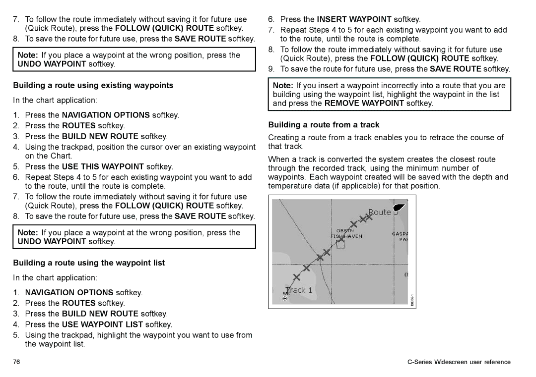 Raymarine C90w, C140w manual Building a route using existing waypoints, Building a route using the waypoint list 