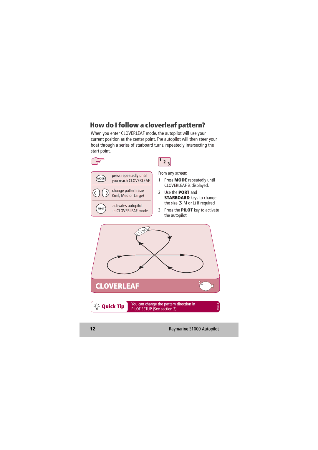Raymarine D7637-1 manual Cloverleaf, How do I follow a cloverleaf pattern? 