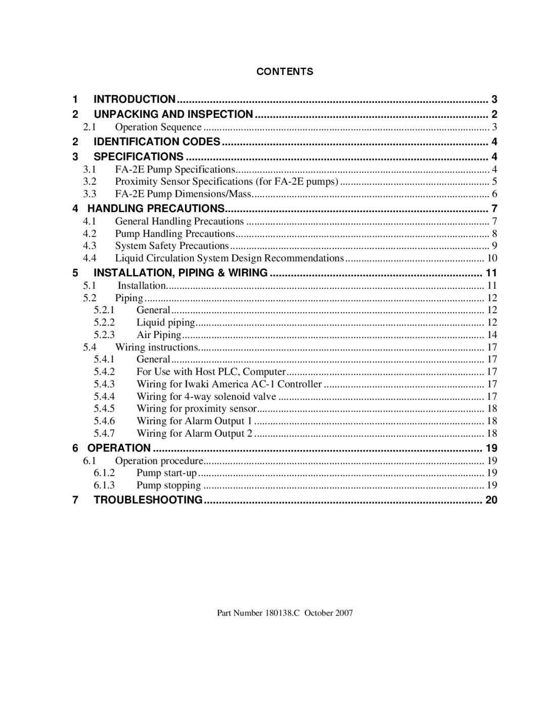 Raymarine FA-2E instruction manual Contents Introduction Unpacking and Inspection 