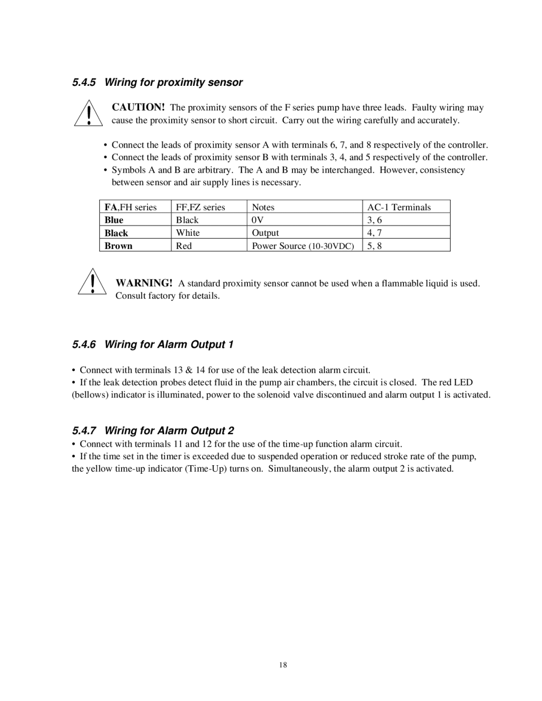 Raymarine FA-2E instruction manual Wiring for proximity sensor, Wiring for Alarm Output 