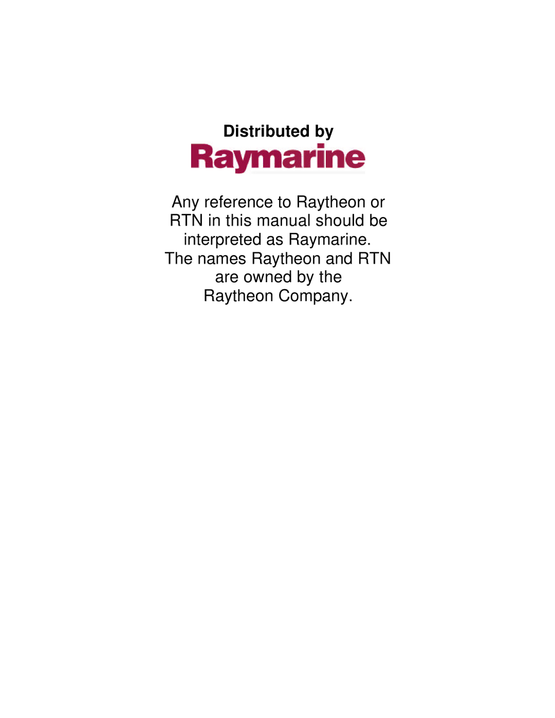 Raymarine L265 manual Distributed by 