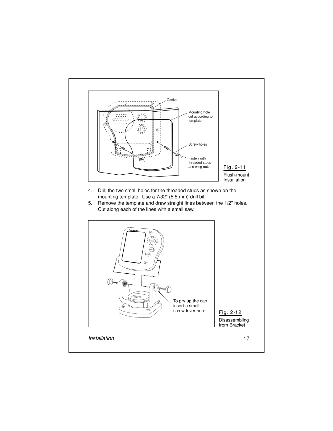 Raymarine L265 manual Flush-mount Installation 