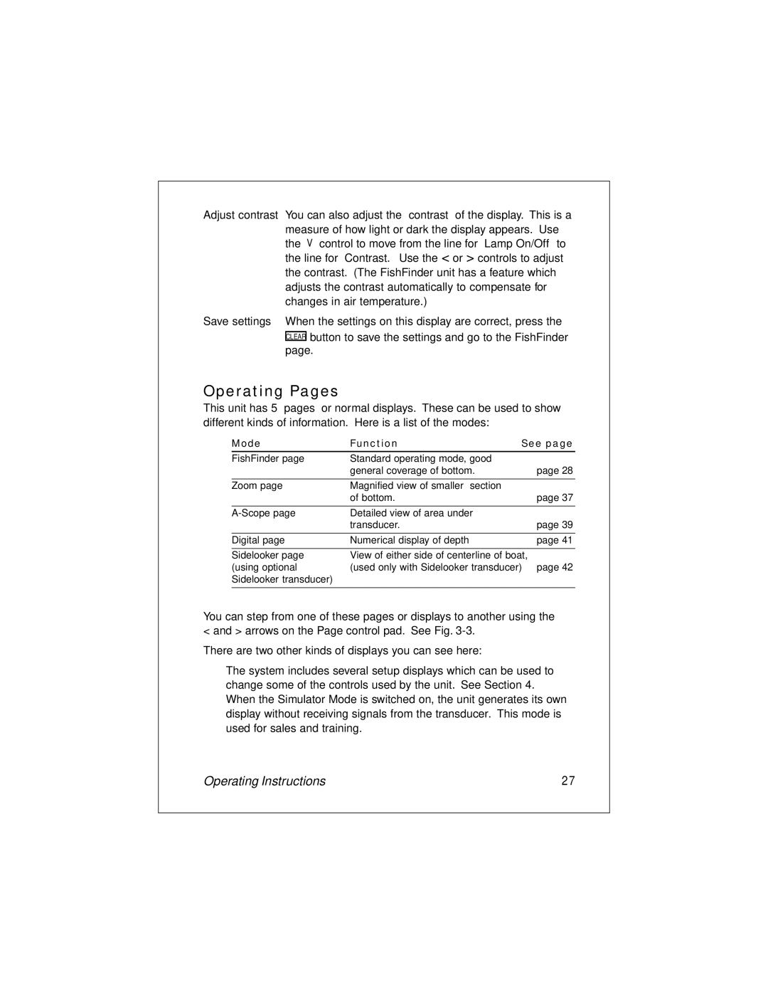 Raymarine L265 manual Operating Pages 