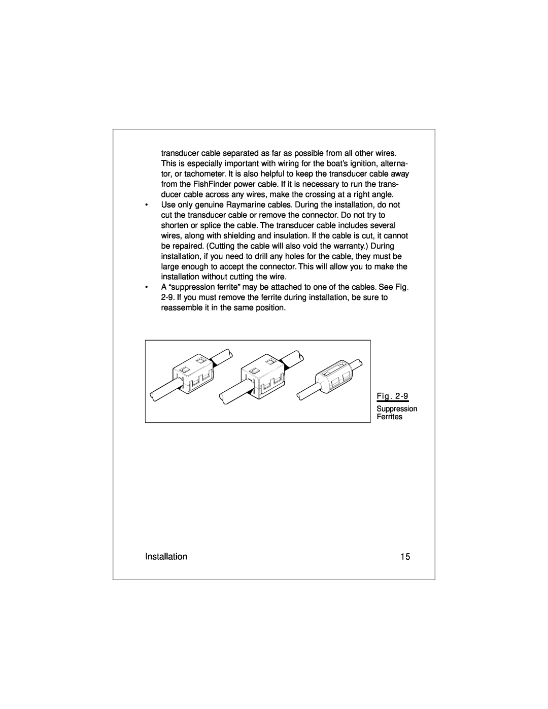 Raymarine L470 instruction manual Installation, Suppression Ferrites 