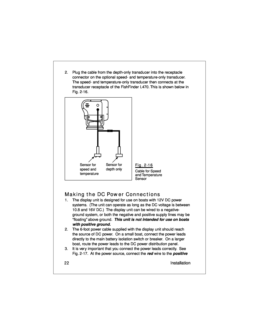 Raymarine L470 instruction manual Making the DC Power Connections, Installation 