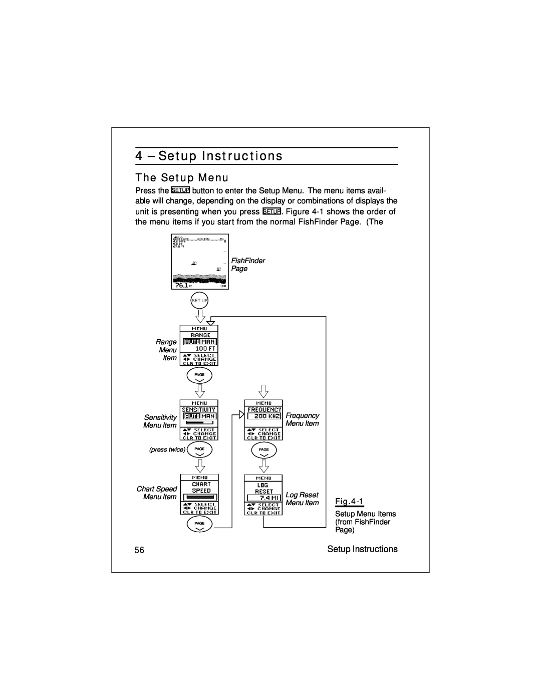 Raymarine L470 instruction manual Setup Instructions, The Setup Menu, 1 