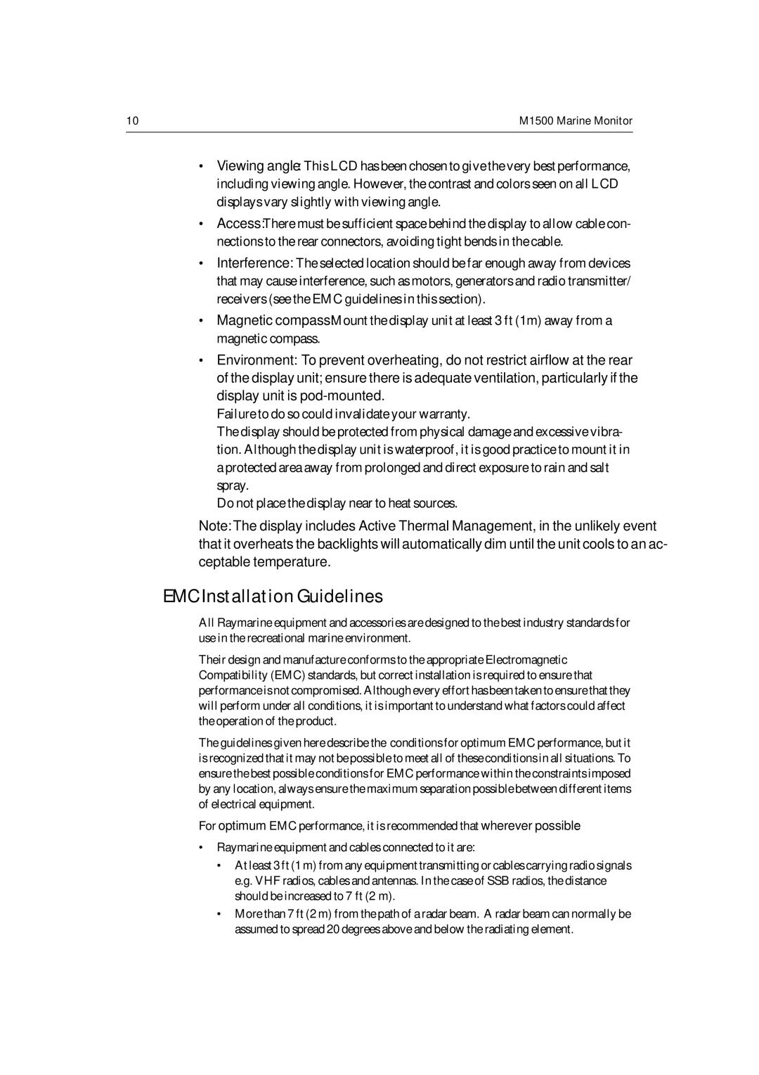 Raymarine M1500 manual EMC Installation Guidelines 