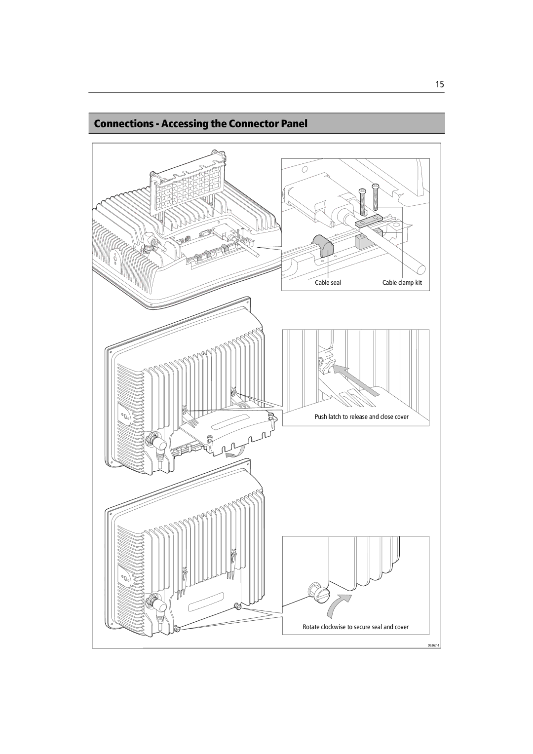 Raymarine M1500 manual Connections Accessing the Connector Panel 