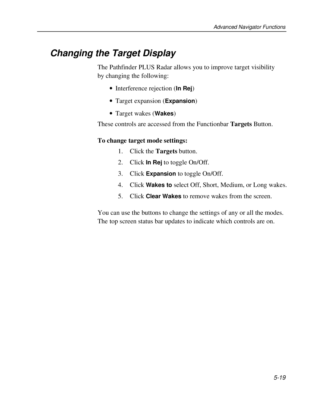 Raymarine Marine GPS System manual Changing the Target Display, To change target mode settings 